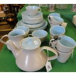 Poole twin tone teaware including teapot.