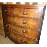 A 19th century mahogany bow front chest.