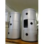 A pair of Kartell 3-section storage units,