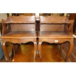 Pair of French oak open bedside cabinets