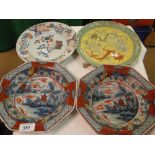 A pair of Chinese octagonal bowls and 2 Chinese plates.