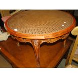 French cane panelled & glass top coffee table