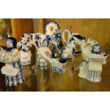 A Collection of blue and white USSR figures.