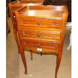 Pair of cherrywood 3 drawer bedside chests.