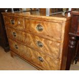 A Georgian mahogany 4 drawer chest on bracket feet.