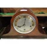 Walnut cased mantel clock with 3 train movement