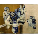 Various USSR blue and white animals and figures.