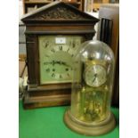 A 400-day clock under dome, and a oak cased 2-train mantel clock.