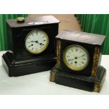 Two slate cased mantel clocks.