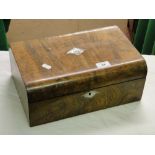 Antique walnut writing slope with fitted interior,