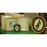 Antique oval silhouette of a gentleman, framed Christmas Greetings, a letter from Reynaldo Hahn.