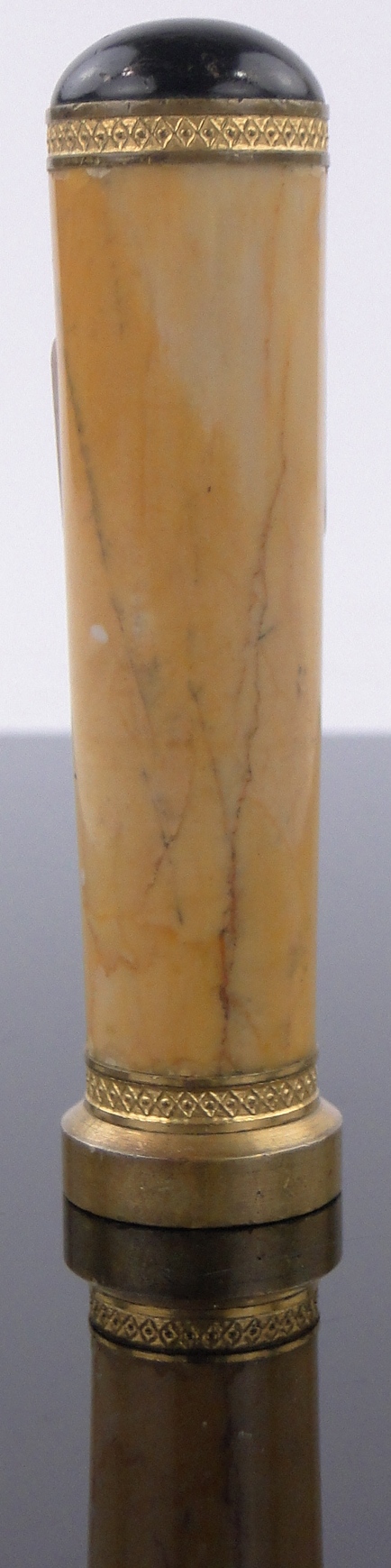 An Antique two colour stone desk seal, length 4.25".