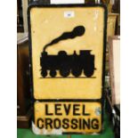 A Vintage railway level crossing sign.