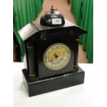 A slate and marble cased 2-train mantel clock.