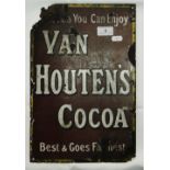 Antique enamelled sign advertising Van Houten's Cocoa.