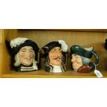 3 Royal Doulton large Character jugs, "Athos," "Aramis" and "Toby Philpots.