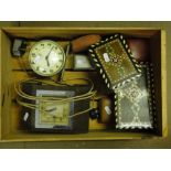 Various clocks and Kashmiri ware boxes, etc.