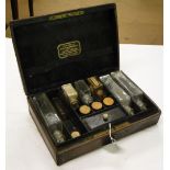 A Savory & Moore set of chemists bottles and jars, leather cased.