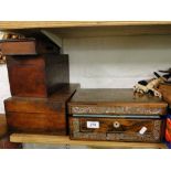 A Mother of pearl inlaid work box with fitted interior,