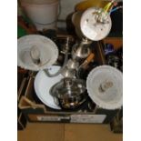 A ceiling light fitting, stainless steel steamer, etc.