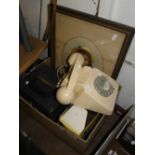 1960s dial telephone, a print, binoculars, etc.