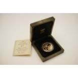 United Kingdom £5 brilliant uncirculated gold coin, 1988, 03492/10000, boxed, with certificate, 39.