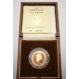 Britannia quarter ounce proof gold coin, 1987, numbered 255/3500,