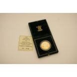 United Kingdom £5 brilliant uncirculated gold coin, 1991, 0034/1500, boxed, with certificate, 39.