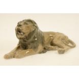 Royal Copenhagen model of a recumbent lion, printed and painted marks,