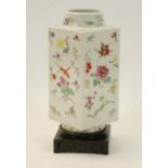 Chinese Republic famille rose vase, square section decorated with butterflies,