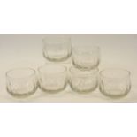 Six Victorian faceted glass finger bowls,