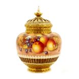 Royal Worcester fruit study pot pourri jar and cover by Freeman,