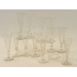 Twelve Victorian faceted glass flutes, various designs, the tallest 19cm,