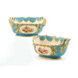 Pair of Sevres bleu celeste bough pots,