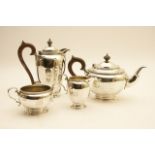 George V silver four piece tea service, maker M R, London 1925,