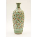 Chinese famille verte bottle vase, ovoid form with short trumpet neck,