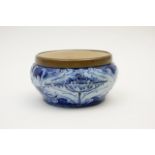 James Macintyre Florian ware bowl, by William Moorcroft, having a metal rim to a wide neck,