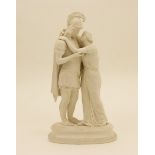 Victorian parian figure group of Venus and Mars, modelled over an oval base,