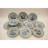 Seven Chinese export blue and white small plates, Qianlong (1736-95),