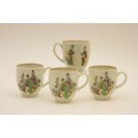 Four Worcester porcelain coffee cups, circa 1780,