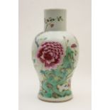 Chinese famille rose vase, Qianlong (1736-95), baluster form with cylinder neck,