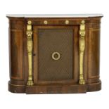 Late Regency rosewood and parcel gilt side cabinet, circa 1815-25,