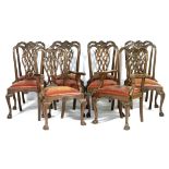 Set of twelve mahogany dining chairs in the mid-Georgian style,