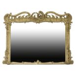 Early Victorian moulded gilt gesso overmantel mirror, circa 1840,