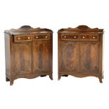 Pair of mahogany and inlaid side cabinets in the Georgian style,