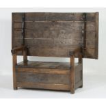 Old oak monks bench, 19th Century or earlier,