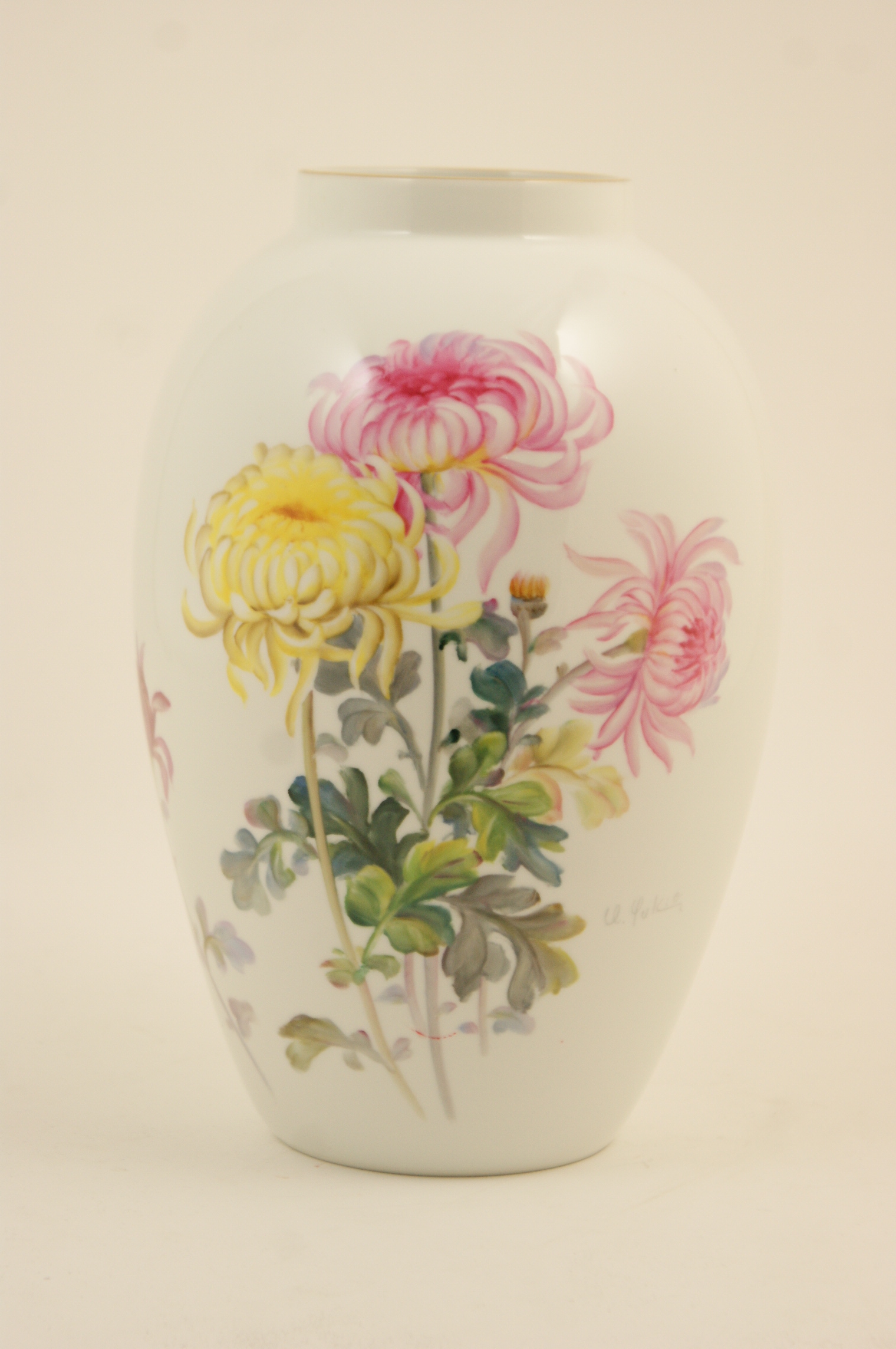 Noritake hand decorated porcelain vase, signed 'Yukio',