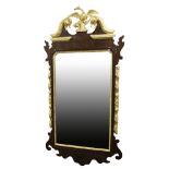 Early Georgian style walnut and parcel gilt wall mirror,