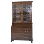 George III mahogany bureau bookcase, circa 1780,