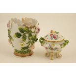 Sitzendorf porcelain flower vase, circa 1900,